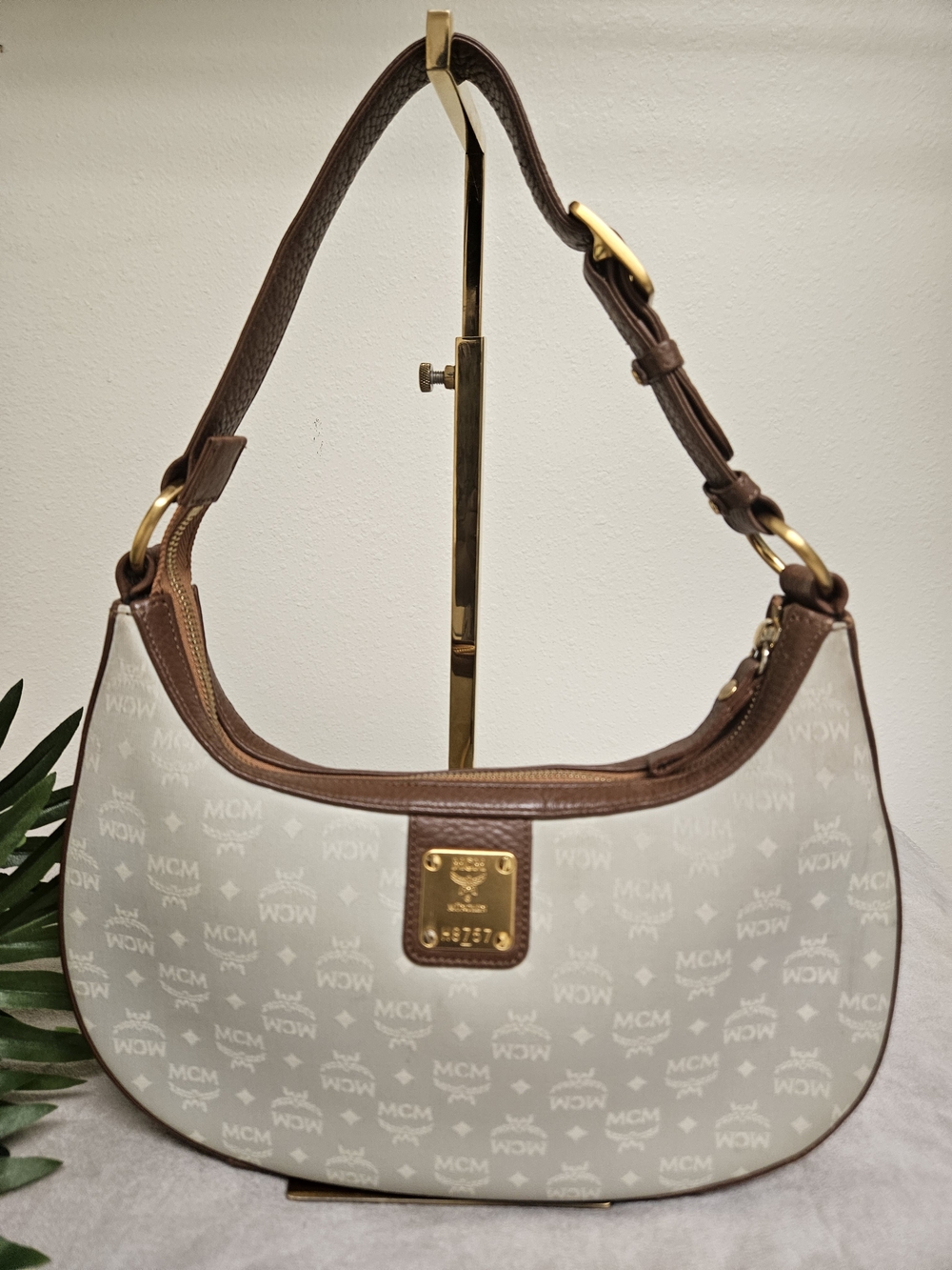 MCM  Leather Trim Shoulder Bag